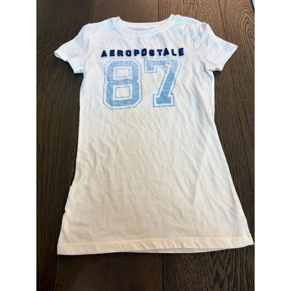 Aeropostale Classic Crew 87 Logo Graphic Tee White Size S